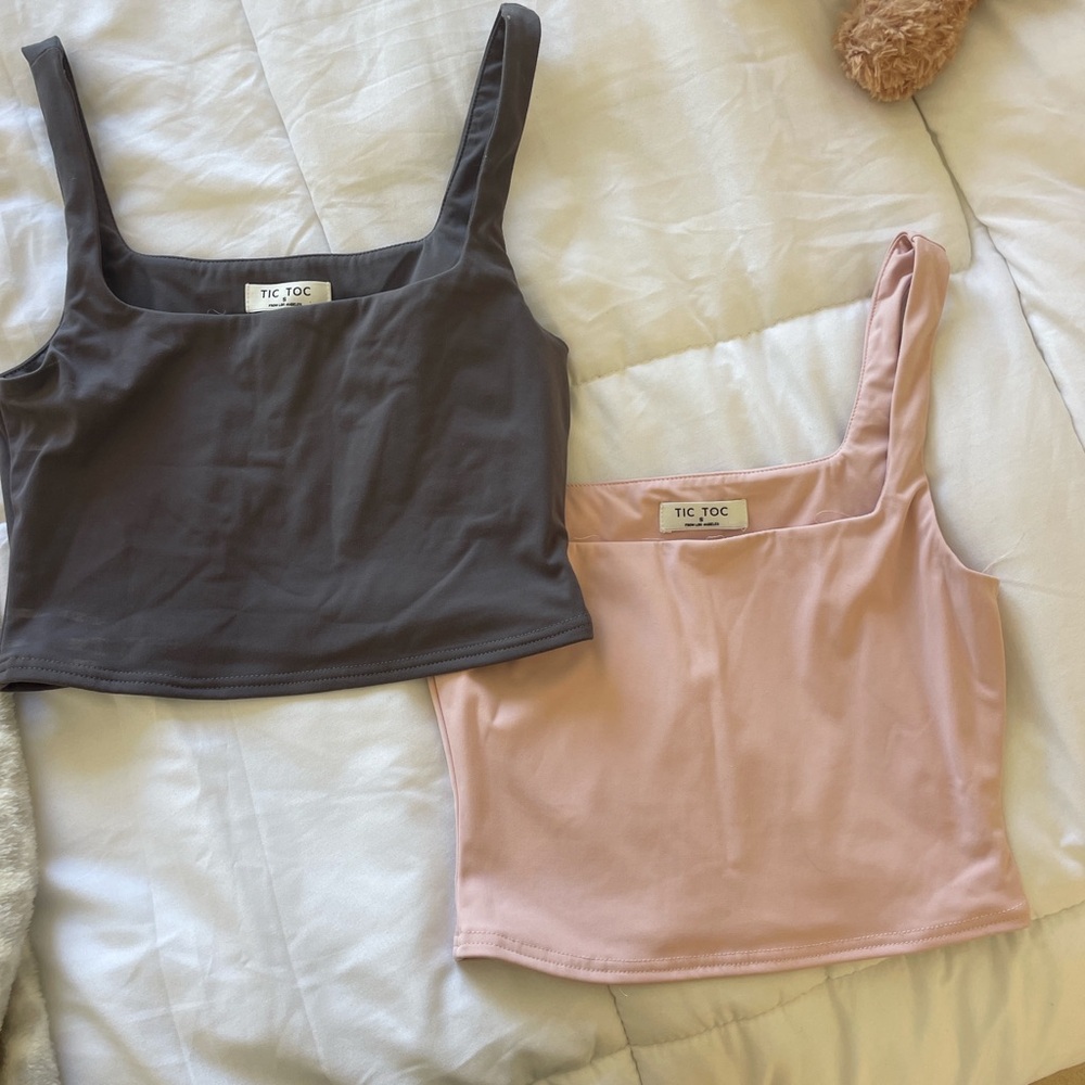 Women's Gray and Pink Tops